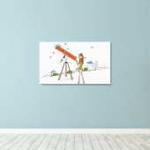 天体望遠鏡を使った人 キャンバスプリント (インサイチュ (ウッドフロア))