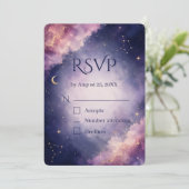 天体水彩結婚式RSVPカード (スタンド正面)