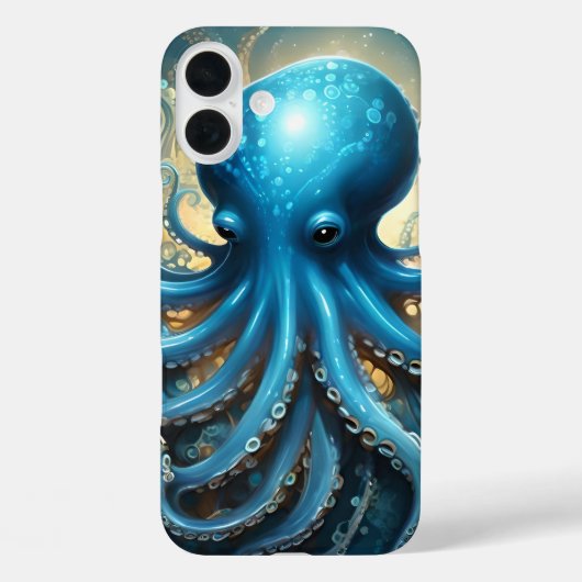 天体波: 青いタコのフラクタルアート Case-Mate iPhoneケース (裏面)