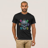 天体深海のドクロと輝くクラゲ Tシャツ (正面フル)