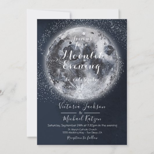 天体満月と星の招待状 招待状 (正面)