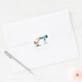 天体物理科学ユーモア望遠鏡を持つ科学者 スクエアシール