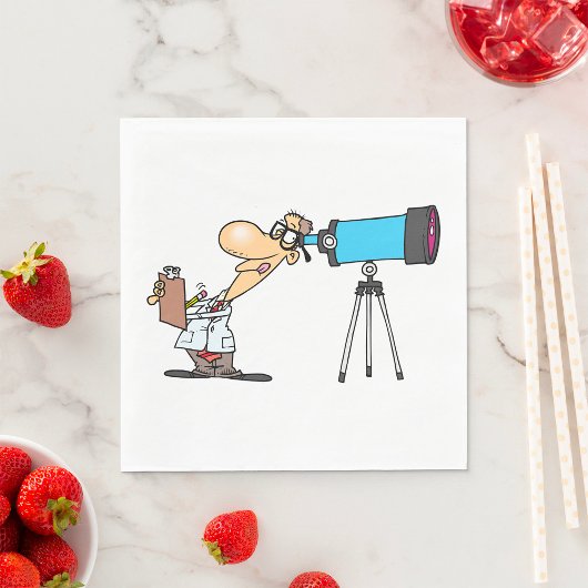 天体物理科学ユーモア望遠鏡を持つ科学者 スタンダードランチョンナプキン