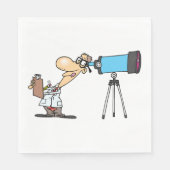 天体物理科学ユーモア望遠鏡を持つ科学者 スタンダードランチョンナプキン (正面)