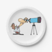 天体物理科学ユーモア望遠鏡を持つ科学者 ペーパープレート (正面)