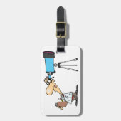 天体物理科学ユーモア望遠鏡を持つ科学者 ラゲッジタグ (正面縦)