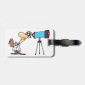 天体物理科学ユーモア望遠鏡を持つ科学者 ラゲッジタグ (裏面横)