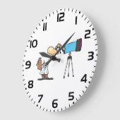 天体物理科学ユーモア望遠鏡を持つ科学者 ラージ壁時計 (傾斜)