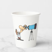 天体物理科学ユーモア望遠鏡を持つ科学者 紙コップ (正面)