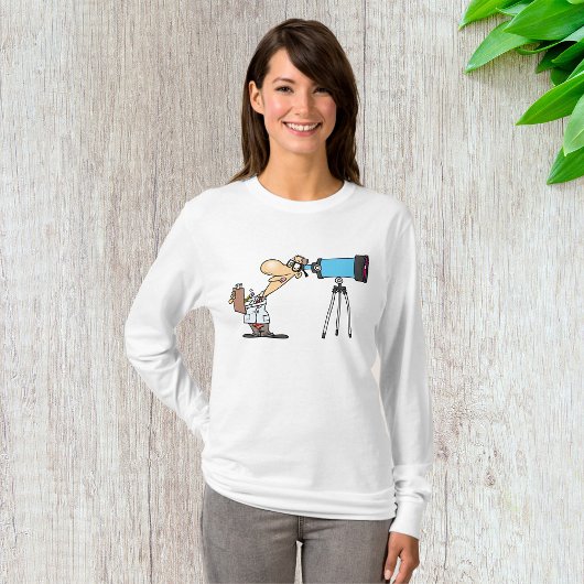 天体物理科学ユーモア望遠鏡を持つ科学者 Tシャツ