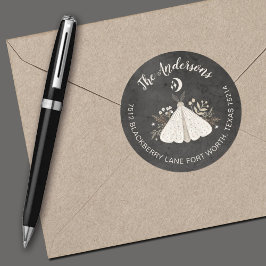 天体神秘的な蛾の差出人住所ラベル ラウンドシール