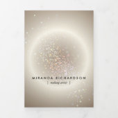 天体紙吹雪グロー金ゴールド美しいパンフレット 三つ折りカード (カバー)