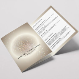 天体紙吹雪グロー金ゴールド美しいパンフレット 三つ折りカード