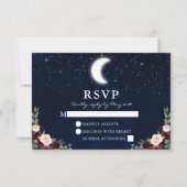 天体結婚式 青空 月 星 花柄 出欠カード (正面)