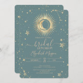 天体金ゴールドサンムーンスターズランチョンミントグリーン 招待状 (正面/裏面)