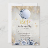 天体金ゴールド太陽、月バラ星RSVP 招待状 (正面)