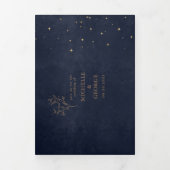 天体金ゴールド月結婚フローラ 三つ折り招待状 (カバー)