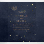 天体金ゴールド月結婚フローラ 三つ折り招待状 (内部中)