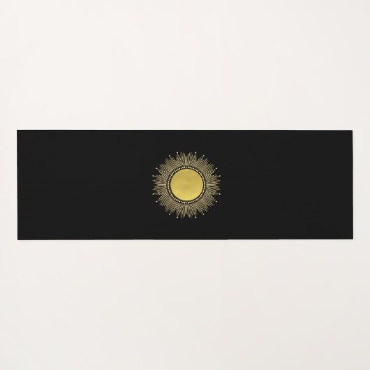 天体金ゴールド黒日月相パーソナライズされた ヨガマット (裏面(横))