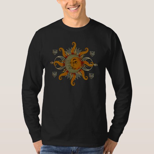 天体 三日月 太陽 天文学 ボヘミアン アズ Tシャツ (正面)