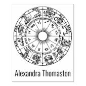 天体〔占星術の〕十二宮図ホイールのチャート#1名 ラバースタンプ (インプリント)
