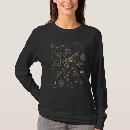 天体 太陽 月 天文学 宇宙 占星術 Tシャツ (正面)