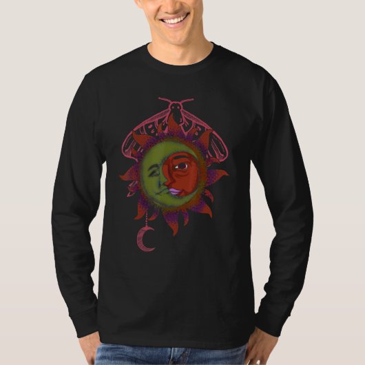 天体 宇宙 天文学 ボホ スタイル 太陽 月 Tシャツ (正面)