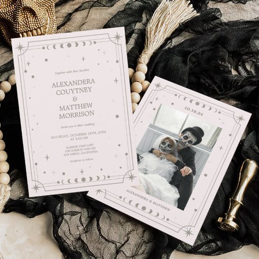 天体 星空の夜 フォトウェディング 招待状