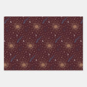 天体，月，太陽，猫，スターバスト ラッピングペーパーシート (正面3)