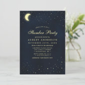 天体 月 星 ミッドナイト ブルー スリープ パーティー 招待状 (スタンド正面)