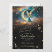 天体 月 青い妖精 星 結婚前パーティー 招待状 (正面)