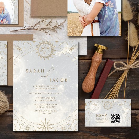 天体QRコード結婚式出欠カード エンクロージャーカード