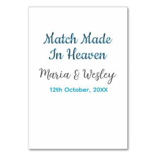 天作之合 藍黒 カップル名 日付 テーブルナンバー (正面)