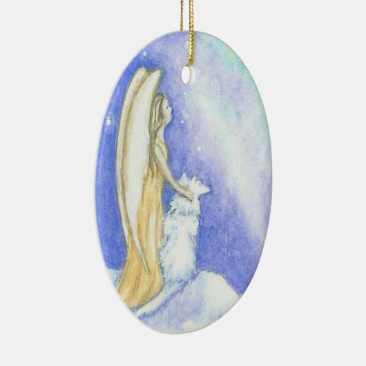 天使およびオオカミのオーロラのBorealisのクリスマスのオーナメント セラミックオーナメント (右)