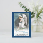 天使およびクロッカスの花のヴィンテージイースター シーズンポストカード (スタンド正面)