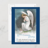 天使およびクロッカスの花のヴィンテージイースター シーズンポストカード (正面/裏面)