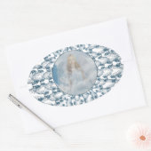 天使および天使の翼 楕円形シール (封筒)