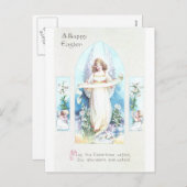 天使および天使教会窓のヴィンテージイースター シーズンポストカード (正面/裏面)