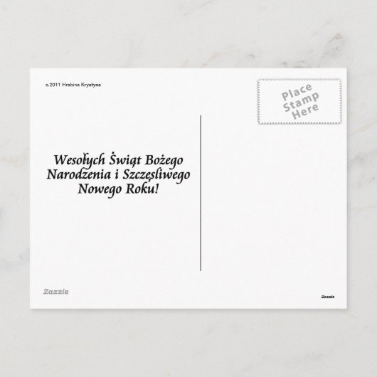 天使および子供が付いているポーランドのクリスマスカード シーズンポストカード (裏面)