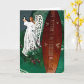 天使およびDulcimerのクリスマスの挨拶状 カード (黄色い花)