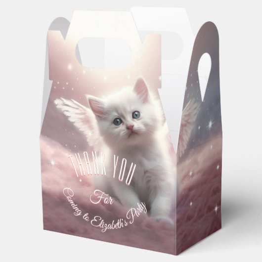 天使お洒落の翼を持つピンクの子猫 フェイバーボックス (オープン)