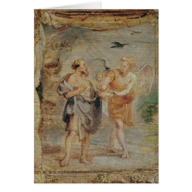 天使からパンおよび水を受け取っているエリヤ (正面)