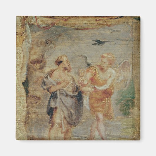 天使からパンと水を受け取るエリヤ マグネット (正面)