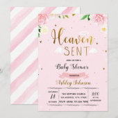 天使がくれた赤ちゃん女の子の招待状 招待状 (正面/裏面)