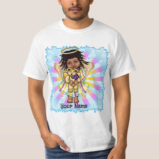 天使がクマを抱っこ Tシャツ (正面)
