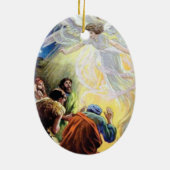 天使がクリスマスの飾りシェパードに現れる セラミックオーナメント (裏面)