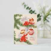 天使がクリスマスツリーを飾るポストカード シーズンポストカード (スタンド正面)
