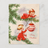 天使がクリスマスツリーを飾るポストカード シーズンポストカード (正面)