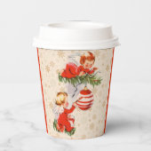 天使がクリスマスツリーを飾る 紙コップ (裏面)