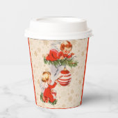 天使がクリスマスツリーを飾る 紙コップ (正面)